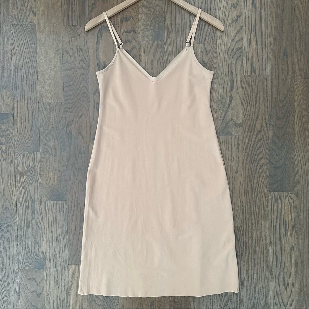 Commando Classic Tailored Spaghetti Strap Slip Mini Dress Beige Nude M/L